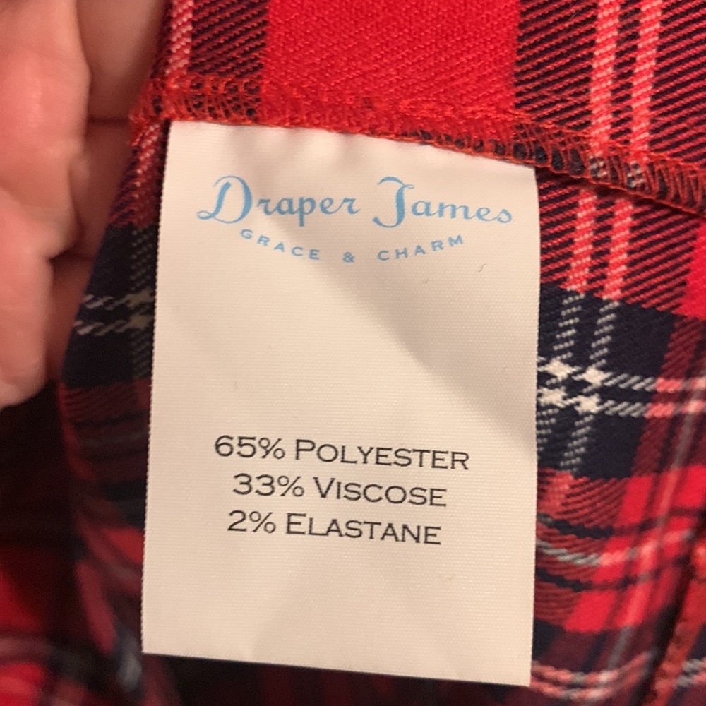 Draper James red plaid ruffle shoulder shift dress 4 - Picture 5 of 5